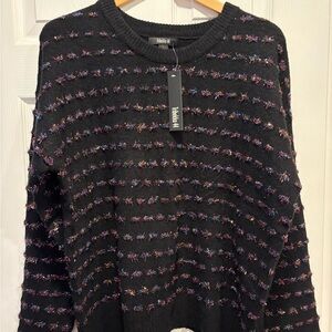Trendy Black Sweater with Multicolor Accents